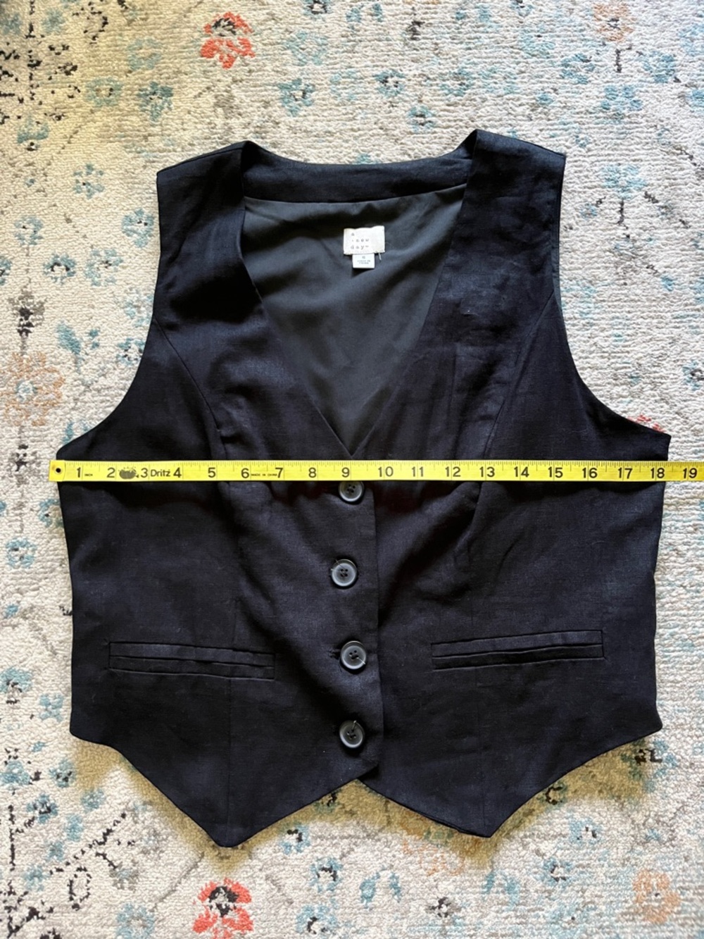a new day Black Tailored Linen V-Neck Button Vest - Picture 6 of 13